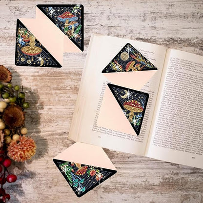 Diamond Art Painting Bookmarks,8Pcs DIY Cute Diamond Art Kits for Adults, Corner Bookmarks Small Crafts Kit for Women Book Lovers (Mushroom)