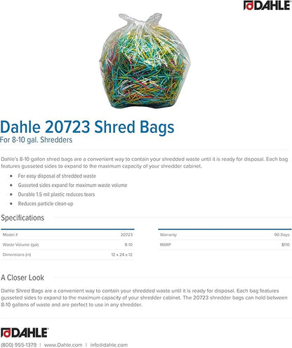 Dahle 20723 Shred Bags w/Gusseted Sides for Maximum Capacity, for Dahle 8-10 gal. Shredders (Pack of 200)