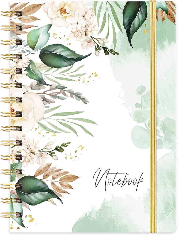 Ruled Notebook/Journal - Journal for Wemon, 8.5" X 6.4", College Ruled Spiral Notebook/Journal, Banded with Waterproof Hardcover, Exquisite Inner Pocket for School, Office & Home