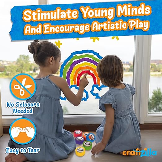 Colored Masking Tape – 7 Roll Multi Pack – 210 Feet x 1 Inch of Colorful Craft Tape for Arts & Crafts, Labeling and Color-Coding