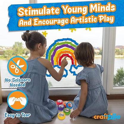 Colored Masking Tape – 7 Roll Multi Pack – 210 Feet x 1 Inch of Colorful Craft Tape for Arts & Crafts, Labeling and Color-Coding