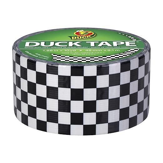 Duck Brand Duck Printed Duct Tape, Checker, 1.88 Inches x 10 Yards, Single Roll (280410)