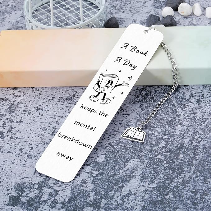 Funny Bookmark for Book Lover Bookish Bookworm Reading Women Men Bookmark Gifts for Her Teens Girls Daughter Friends Granddaughter Book Nerd Birthday Graduation Book Mark Gift Christmas Mental Health