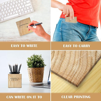 9 Pieces Wooden Pattern Sticky Notes 3x3 Inch Adhesive Wood Grain Memo Notes Self-Stick Note Pads for School Office Home Supplies Students Teachers Present, 9 Styles