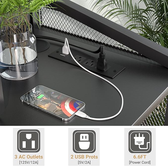 Unikito File Cabinet with Paper Shredder Stand On Wheel, Modern Vertical Filing Cabinet with Socket and USB Charging Port, Large Printer Stand with Adjustable Storage Shelf Rack for Home Office, Black