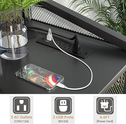 Unikito File Cabinet with Paper Shredder Stand On Wheel, Modern Vertical Filing Cabinet with Socket and USB Charging Port, Large Printer Stand with Adjustable Storage Shelf Rack for Home Office, Black