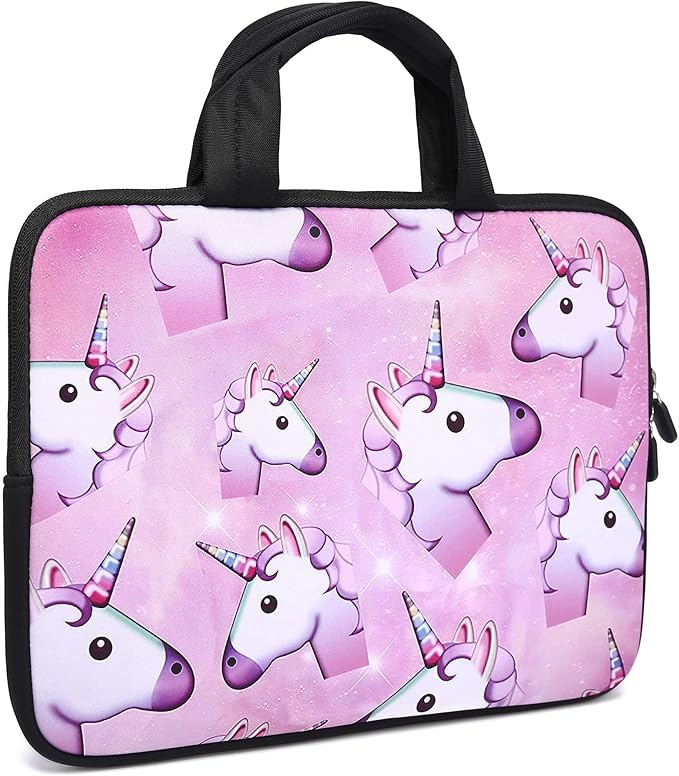 11 11.6 12 12.1 12.5 inch Laptop Carrying Bag Chromebook Case Notebook Ultrabook Bag Tablet Cover Neoprene Sleeve for Apple MacBook Air Samsung Google Acer HP DELL Lenovo Asus (Pink Unicorn)