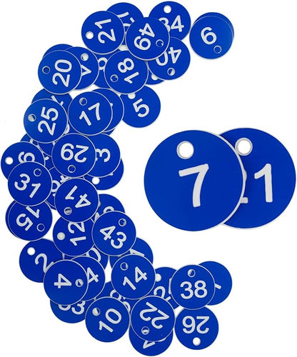 StayMax Plastic ID Number Tags Engraved Tags Key Tags Without Key Rings (201-300, Blue)