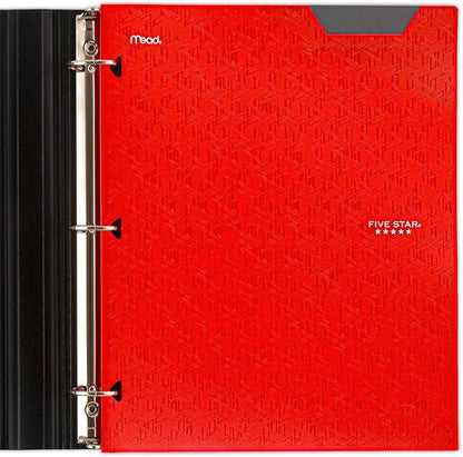 Five Star 2-Pocket Folder, Plastic Folder with Stay-Put Tabs, Fits 3 Ring Binder, Holds 8-1/2" x 11" Paper, Red (333420D-ECM)