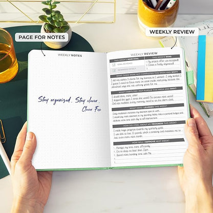 Clever Fox Daily Planner – Undated Planning Notebook with Hourly Schedule & to-Do List – Personal Day Task & Work Organizer, 6 Months (Mint Green)