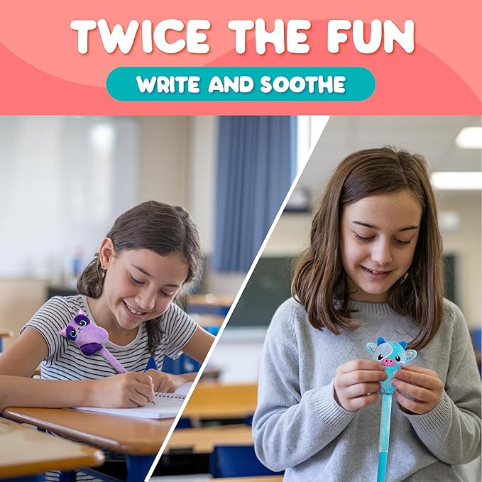 BUNMO Easter Gifts for Girls - Cute Pens - Cute Gel Pens w/Soft Grip & 6 Refills - Gifts for Tweens- Girls Easter Basket Stuffers - Fun Writing for Kids - Gift for Teens - Plush 3 Pack