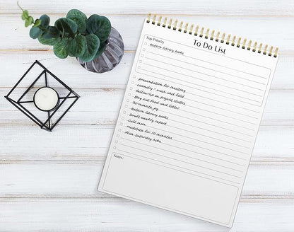 Better Office Products To Do List Notepad, 8.5" x 11", Planning Note Pad, 50 Sheets, Double Wire Spiral, Daily Agenda Productivity Checklist Organizer,(1 Pack)