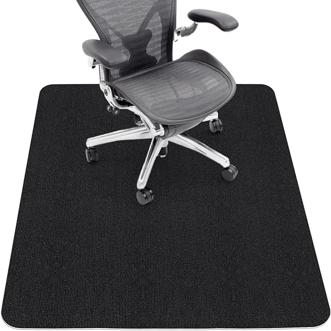 Sycoodeal Office Chair Mat for Hardwood Floor,Computer Gaming Chair Mat,Office Chair Mat for Tile Floor,Large Floor Protector Rug,Anti-Slip,Easy to Clean,Pure Black(48"x36")