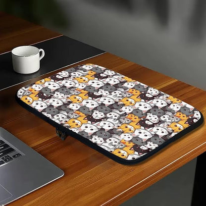 Cartoon Cats Printed Laptop Bag for Women Men, 10 Inch Laptop Sleeve Case Water Resistant Neoprene Computer Case Bag Laptop Briefcase Tablet Briefcase Carrying Bag, Multicolor