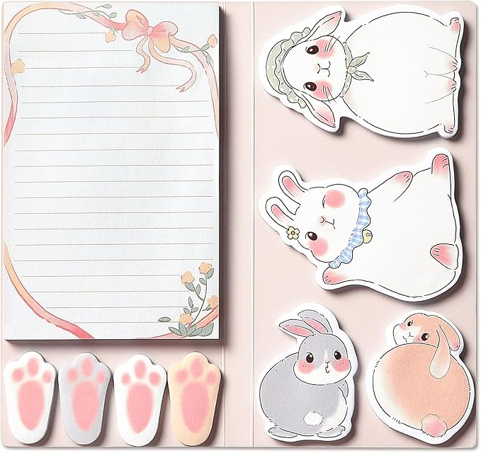 Hommie Cute Sticky Notes, Sticky Notes Set Planner Dividers Self-Stick Notes Pads Animal Divider Tabs Bundle Writing Memo for Home Office School Supplies