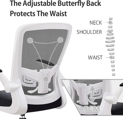 FelixKing Office Chair, Ergonomic Desk Chair with Adjustable Height and Lumbar Support Swivel Game Chair Desk Computer Chair with Flip up Armrests for Conference Room (White)