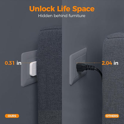 5FT Flat Extension Cord, TESSAN Surge Protector Power Strip with 4 Widely Spaced AC Outlets, 900 Joules Surge Protection, Ultra-Thin Flat Plug Desk Charging Station for Home Office Dorm Essentials