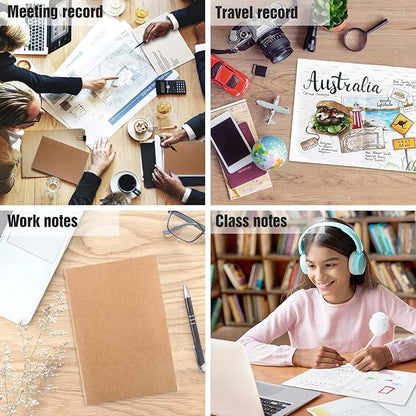 EOOUT 100pcs Lined A5 Kraft Notebook, Journals for Travelers 8.3x5.5in Notebooks 30 Sheets/60 Pages for Students and Office Travel Journal Set