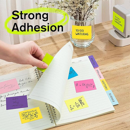 HappyHapi Sticky Notes 1.5x2 Inches Self-Stick Pads, Colorful Sticky Notes 100 Sheets/Pad, 8 Bright Colors Sticky Notes for Office Supplies, School, Home