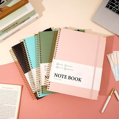 FLYING EAGLE Large Spiral Notebooks for Work School College Ruled Notebook 8.5 x 11 with Tab Stickers A4 Hardcover Journal Note Book for Women Men Writing Note Taking Supplies, 220 Pages, Green