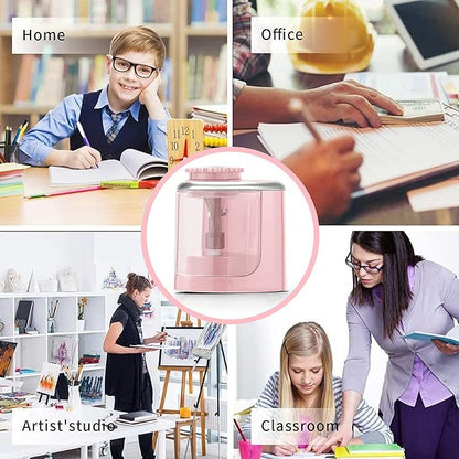 Pencil Sharpener Electric Pencil Sharpener for Kids, Blade to Fast Sharpen, Suitable for No.2/School/Classroom/Office/Home (Pink)