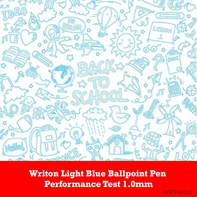 Writon Retractable Ballpoint Pens, Triangle Grip and Barrel, 1.0mm Medium Point, Light Blue Ink, 12 Pack