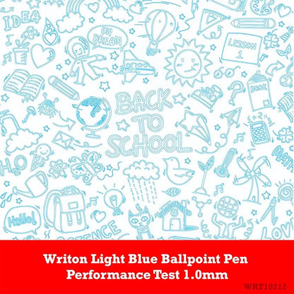 Writon Retractable Ballpoint Pens, Triangle Grip and Barrel, 1.0mm Medium Point, Light Blue Ink, 12 Pack