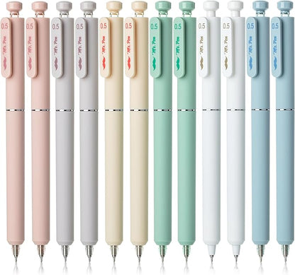Mr. Pen- Retractable Gel Pens, 12 Pack, Black Ink, Soft Pastel Barrel Gel Pens Fine Point 0.5mm, Retractable Pen, Cute Pen