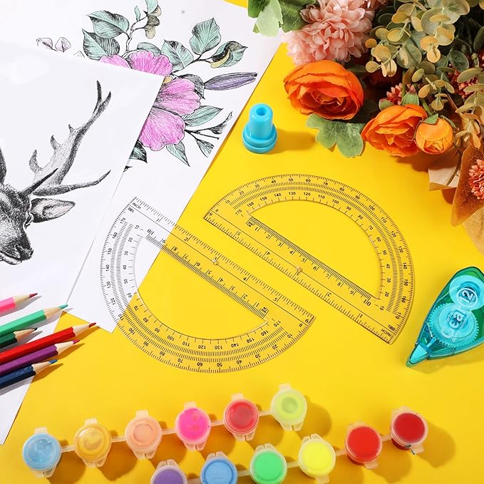 Zonon 100 Pieces Plastic Protractors Bulk Classroom Clear Math Protractors 180 Degrees 6 Inch Protractors for Geometry Student, Angle Measurement, Students Back to School Supplies Office Supplies