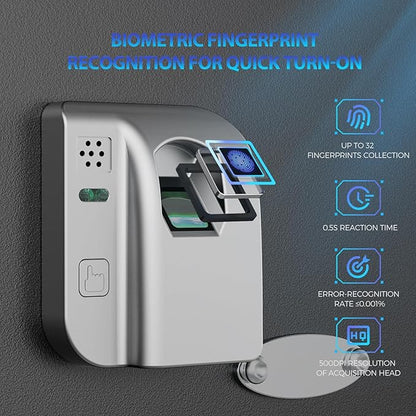 WASJOYE Fingerprint Biometric Safe Box Fireproof - Fingerprint Safe Box with Fireproof Lock Box, 2.5 Cubic Feet Fingerprint Safe for Home Office Hotel Jewelry Cash Documents Valuables Storage