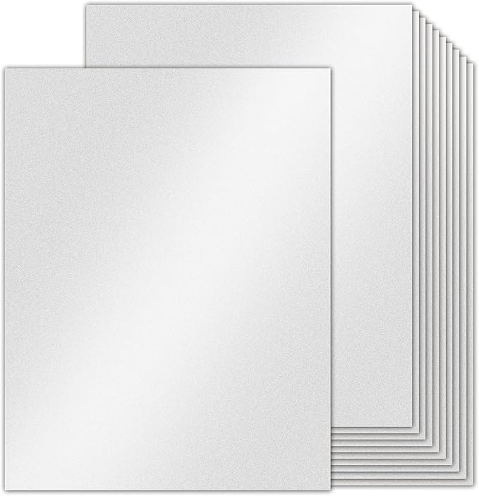 24 Sheets Silver Shimmer Cardstock 8.5 x 11 Metallic Paper, Goefun 80lb Card Stock Printer Paper for Invitations, Crafts, DIY Cards，Graduations