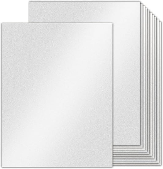 24 Sheets Silver Shimmer Cardstock 8.5 x 11 Metallic Paper, Goefun 80lb Card Stock Printer Paper for Invitations, Crafts, DIY Cards，Graduations