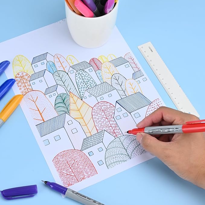 Permanent Markers, Ultra Fine Point Markers Set,48 Assorted Colors Work on Wood, Plastic, Paper, Metal, Stone, Glass for the Artist、Kids、Adult, 48 Count