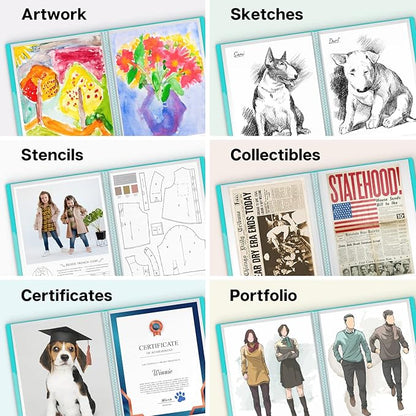Dunwell 11x14 Art Portfolio Folder (Aqua), Presentation Binder with 24 Pockets, Large 11 x 14 Portfolio Binder, Acid-Free Poly Cover and Sleeves