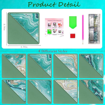Diamond Art Painting Bookmarks,8Pcs DIY Cute Diamond Art Kits for Adults, Corner Bookmarks Small Crafts Kit for Women Book Lovers (Ocean)