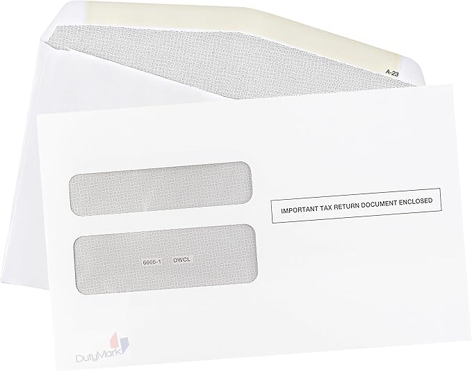 W2 Envelopes, Designed for Printed W2 2 Up Laser Tax Forms, For QuickBooks Desktop and Other Tax Software, 5 5/8’’ x 9’’, 25 Form Envelopes Gum Seal, NOT for QB Online W2s.