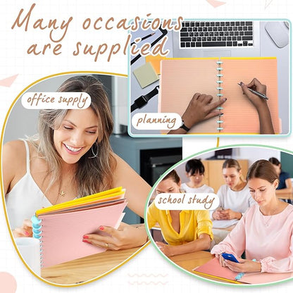 PerKoop 12 Pack 480 Sheets Colored Discbound Refill Paper 8.5 x 11 Inch College Ruled 11 Disc Letter Size Lined Paper Multicolored Refill Notebooks Disc Paper for Refill Paper Journaling (Nutty Color)