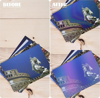 2 Types Transparent Holographic Overlay Lamination Vinyl A4 Size Self-Adhesive Laminate Waterproof Vinyl Sticker Paper, 10 Sheets 8.25 x 11.7 Inches