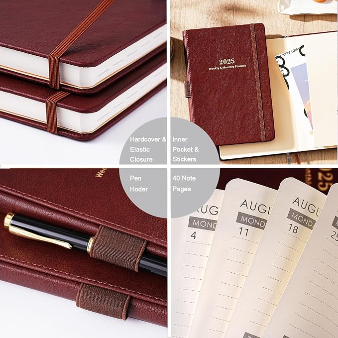 2025 Planner - Planner 2025 Weekly and Monthly with Stickers, JAN. 2025 - DEC. 2025, 5.75" X 8.25", 2025 Calendar Planner Premium Paper, Pen Holder, Inner Pocket and 44 Notes Pages