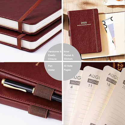 2025 Planner - Planner 2025 Weekly and Monthly with Stickers, JAN. 2025 - DEC. 2025, 5.75" X 8.25", 2025 Calendar Planner Premium Paper, Pen Holder, Inner Pocket and 44 Notes Pages