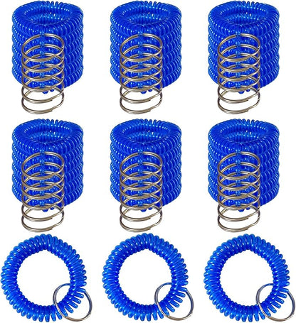 Pack of 36 Colorful Spring Spiral Wrist Coil Key Chain, Wristband Key Ring (Blue)