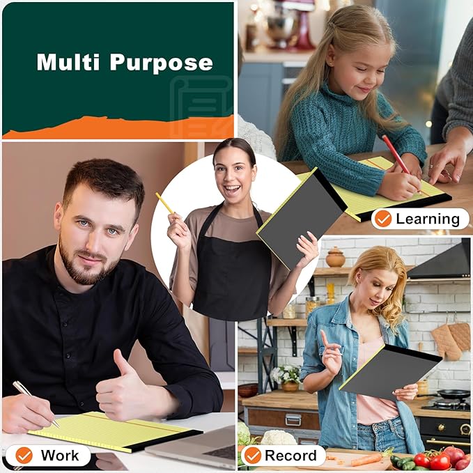 Legal Pads 8.5 x 11 Yellow Writing Pads Wide Ruled Note Pads 8.5 x 11 Lined Double-Sided Notepad for Home, School, Office Use, 80gsm Perforated Paper, Sturdy Cardboard Backing, 6 Pack (30 Sheets/Pad)