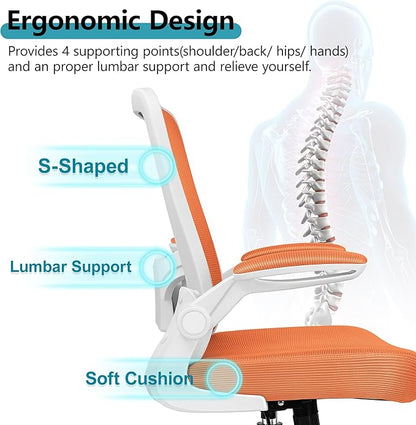 FelixKing Office Chair, Ergonomic Desk Chair Breathable Mesh Chair with Adjustable High Back Lumbar Support Flip-up Armrests, Executive Rolling Swivel Comfy Task Computer Chair for Home Office