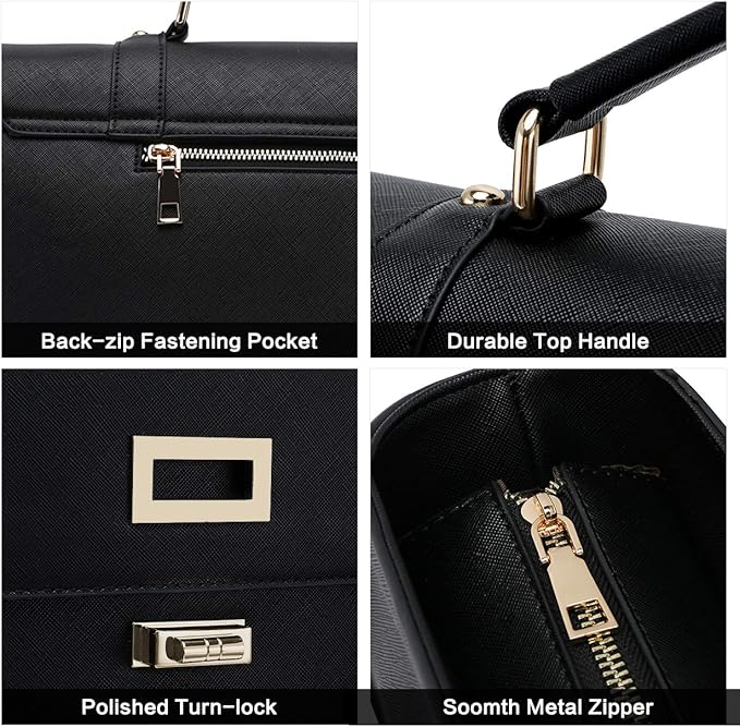 EaseGave 17Inch Laptop Briefcase for Women,Classic Black Work Bag Laptop Messenger Bag Large Computer Bags for Work Business Travel,black-17Inch