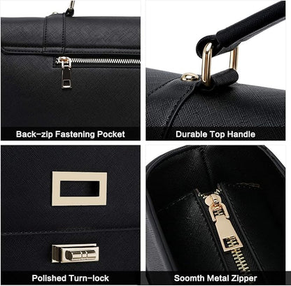 EaseGave 17Inch Laptop Briefcase for Women,Classic Black Work Bag Laptop Messenger Bag Large Computer Bags for Work Business Travel,black-17Inch