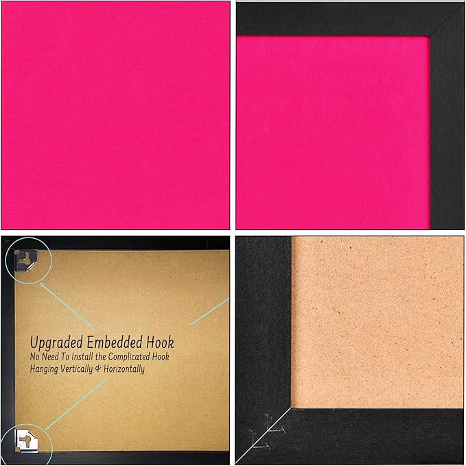 Large Bulletin Board Cork Boards Vision Board with Felt, 23"x17" Display Pin Board for Walls, Desk, Jewelry, Notes, Collection, Photos, Office, Black Framed and Pink Felt Board, 1pc