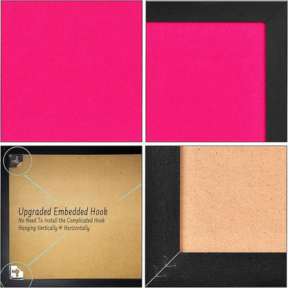 Large Bulletin Board Cork Boards Vision Board with Felt, 23"x17" Display Pin Board for Walls, Desk, Jewelry, Notes, Collection, Photos, Office, Black Framed and Pink Felt Board, 1pc