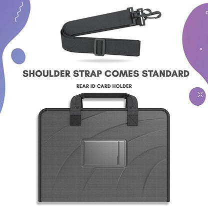 13-14 Inch Protective Always-on Chromebook Hard Case with Accessory Pouch and Adjustable Shoulder Strap