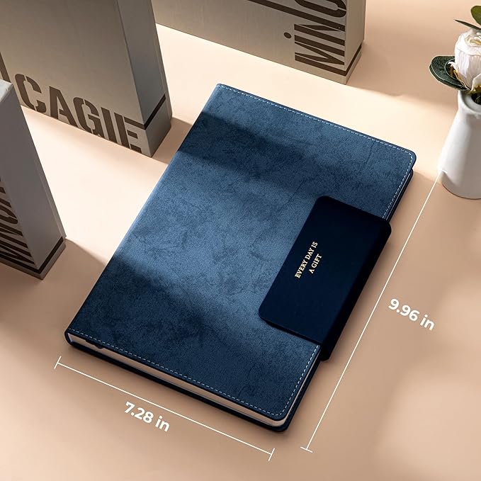 Lined Leather Journals for Writing B5 Large Journaling Notebooks with 100 GSM Thick Paper Journal Notebook for Men & Women with Buckle Closure Travel Work Note Taking Diary, 7.28" x 10.23", Blue