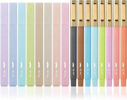 Mr. Pen- Aesthetic Highlighters and Pens, 16 Pack, Black Ink, Pastel Color Highlighters, No Bleed Bible Pens